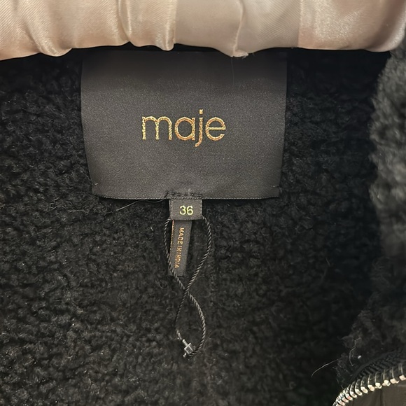 Maje Leather Shearling Jacket - 36 - Picture 5 of 5